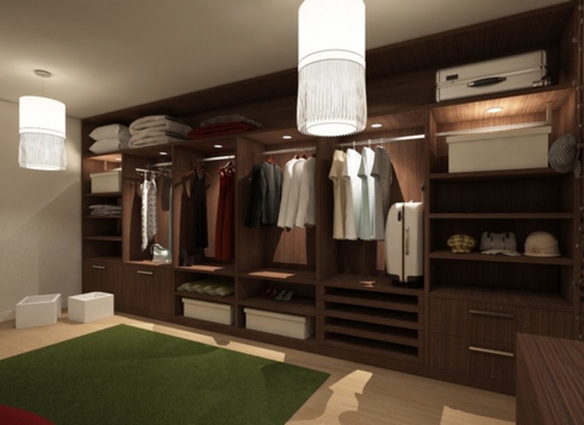 Классическая гардеробная комната из массива с подсветкой Липецк