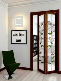 Двери гармошка с витражным декором Липецк